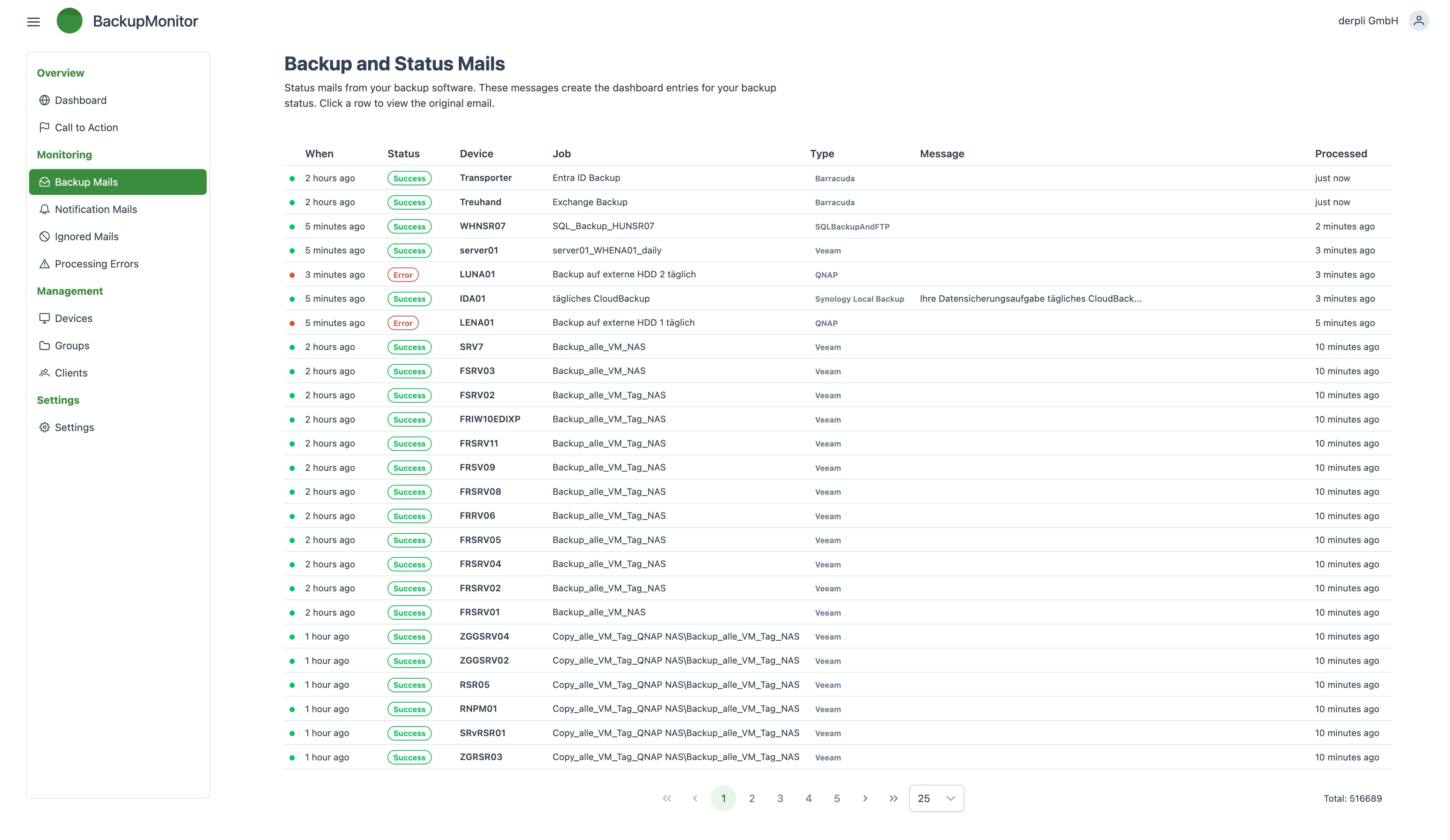 Backup email list in BackupMonitor